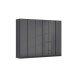 Drehtürenschrank >Modesty< in Glas basalt / grau metallic - 271x210x54 (BxHxT)