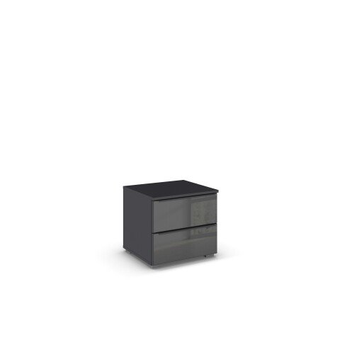 Nachtkommode >Modesty< in Glas basalt / grau metallic - 47x43x42 (BxHxT)
