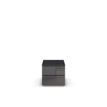 Nachtkommode >Modesty< in Glas basalt / grau metallic - 47x43x42 (BxHxT)