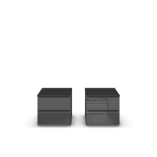Nachtkommode >Modesty< (2er-Set) in Glas basalt /...