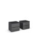 Nachtkommode >Modesty< (2er-Set) in Glas basalt / grau metallic - 47x43x42cm B/H/T