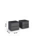 Nachtkommode >Modesty< (2er-Set) in Glas basalt / grau metallic - 47x43x42cm B/H/T