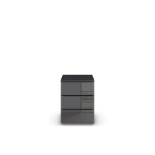 Nachtkommode >Modesty< in Glas basalt / grau metallic - 47x62x42 (BxHxT)