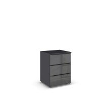Nachtkommode >Modesty< in Glas basalt / grau metallic - 47x62x42 (BxHxT)