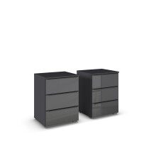 Nachtkommode >Modesty< (2er-Set) in Glas basalt /...