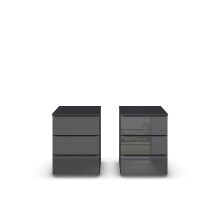 Nachtkommode >Modesty< (2er-Set) in Glas basalt /...