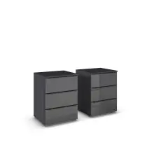 Nachtkommode >Monostar< (2er-Set) in Glas basalt /...