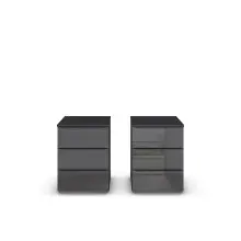 Nachtkommode >Monostar< (2er-Set) in Glas basalt /...