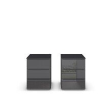 Nachtkommode >Monostar< (2er-Set) in Glas basalt /...