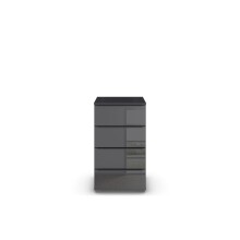 Kommode >Modesty< in Glas basalt / grau metallic -...