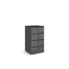 Kommode >Modesty< in Glas basalt / grau metallic -...
