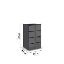 Kommode >Monostar< in Glas basalt / grau metallic - 47x81x42 (BxHxT)