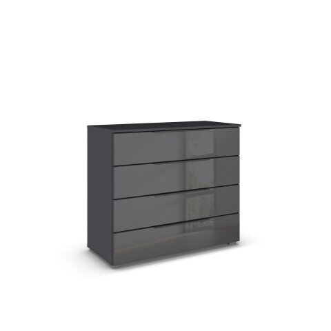 Kommode >Modesty< in Glas basalt / grau metallic - 93x81x42 (BxHxT)