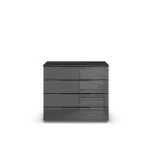 Kommode >Modesty< in Glas basalt / grau metallic -...