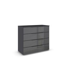 Kommode >Modesty< in Glas basalt / grau metallic -...