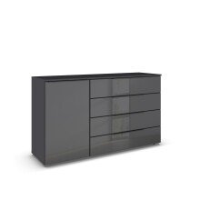 Sideboard >Monostar< in Glas basalt / grau metallic...
