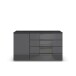 Sideboard >Modesty< in Glas basalt / grau metallic - 140x81x42 (BxHxT)