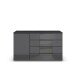 Sideboard >Modesty< in Glas basalt / grau metallic - 140x81x42 (BxHxT)