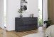 Sideboard >Modesty< in Glas basalt / grau metallic - 140x81x42 (BxHxT)