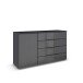 Sideboard >Modesty< in Glas basalt / grau metallic - 140x81x42 (BxHxT)