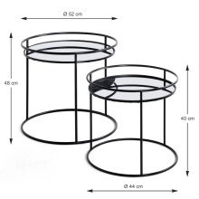 Beistelltisch >22525< (2er-Set) in schwarz, Metall, Spiegel - 40x44cm (HxD)