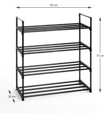 Schuhregal >22571< in schwarz, Kunststoff, Metall - 65x74x30cm (BxHxT)