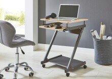 Computertisch >22962< in anthrazit-eiche, MDF, Metall - 60x76x49cm (BxHxT)