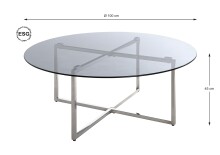 Couchtisch >23182< in edelstahl-grau - 45x100 (HxD)