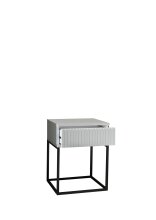 MARLE Nachttisch in Weiß - Moderner Nachtschrank mit Schublade und schwarzem Metallgestell - 40 x 52 x 38,5 cm (B/H/T)