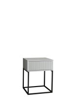 MARLE Nachttisch in Weiß - Moderner Nachtschrank mit Schublade und schwarzem Metallgestell - 40 x 52 x 38,5 cm (B/H/T)