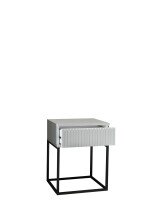 MARLE Nachttisch in Weiß - Moderner Nachtschrank mit Schublade und schwarzem Metallgestell - 40 x 52 x 38,5 cm (B/H/T)