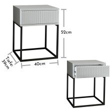MARLE Nachttisch in Weiß - Moderner Nachtschrank mit Schublade und schwarzem Metallgestell - 40 x 52 x 38,5 cm (B/H/T)