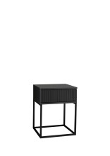 MARLE Nachttisch in Graphit - Moderner Nachtschrank mit Schublade und schwarzem Metallgestell - 40 x 52 x 38,5 cm (B/H/T)