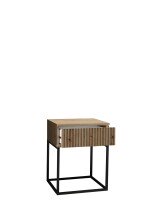 MARLE Nachttisch in Artisan Eiche Optik - Moderner Nachtschrank mit Schublade und schwarzem Metallgestell - 40 x 52 x 38,5 cm (B/H/T)