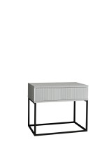 MARLE Nachttisch in Weiß - Moderner Nachtschrank mit Schublade und schwarzem Metallgestell - 60 x 52 x 38,5 cm (B/H/T)