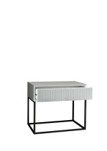 MARLE Nachttisch in Weiß - Moderner Nachtschrank mit Schublade und schwarzem Metallgestell - 60 x 52 x 38,5 cm (B/H/T)