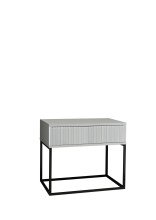 MARLE Nachttisch in Weiß - Moderner Nachtschrank mit Schublade und schwarzem Metallgestell - 60 x 52 x 38,5 cm (B/H/T)