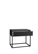 MARLE Nachttisch in Graphit - Moderner Nachtschrank mit Schublade und schwarzem Metallgestell - 60 x 52 x 38,5 cm (B/H/T)