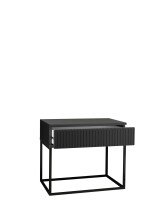 MARLE Nachttisch in Graphit - Moderner Nachtschrank mit Schublade und schwarzem Metallgestell - 60 x 52 x 38,5 cm (B/H/T)
