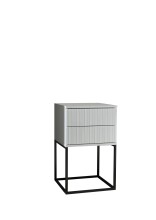 MARLE Nachttisch in Weiß - Moderner Nachtschrank mit Schubladen und schwarzem Metallgestell - 40 x 65 x 38,5 cm (B/H/T)