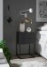 MARLE Nachttisch in Graphit - Moderner Nachtschrank mit Schubladen und schwarzem Metallgestell - 40 x 65 x 38,5 cm (B/H/T)