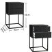 MARLE Nachttisch in Graphit - Moderner Nachtschrank mit Schubladen und schwarzem Metallgestell - 40 x 65 x 38,5 cm (B/H/T)