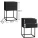 MARLE Nachttisch in Graphit - Moderner Nachtschrank mit Schubladen und schwarzem Metallgestell - 40 x 65 x 38,5 cm (B/H/T)