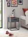 SUNA Nachttisch in Graphit - Moderner Nachtschrank mit Schublade und schwarzem Metallgestell - 40 x 52 x 38,5 cm (B/H/T)