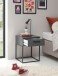 SUNA Nachttisch in Graphit - Moderner Nachtschrank mit Schublade und schwarzem Metallgestell - 40 x 52 x 38,5 cm (B/H/T)