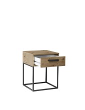 SUNA Nachttisch in Artisan Eiche Optik - Moderner Nachtschrank mit Schublade und schwarzem Metallgestell - 40 x 52 x 38,5 cm (B/H/T)