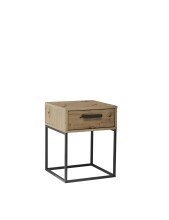 SUNA Nachttisch in Artisan Eiche Optik - Moderner Nachtschrank mit Schublade und schwarzem Metallgestell - 40 x 52 x 38,5 cm (B/H/T)