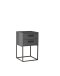 SUNA Nachttisch in Graphit - Moderner Nachtschrank mit Schubladen und schwarzem Metallgestell - 40 x 65 x 38,5 cm (B/H/T)