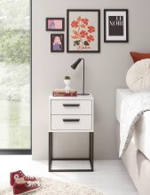 SUNA Nachttisch in Weiß - Moderner Nachtschrank mit...