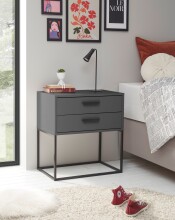 SUNA Nachttisch in Graphit - Moderner Nachtschrank mit...
